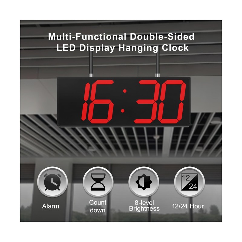 Digital Wall Clock with Double Sided Display, Large LED Clock with Timer,Alar... gallery