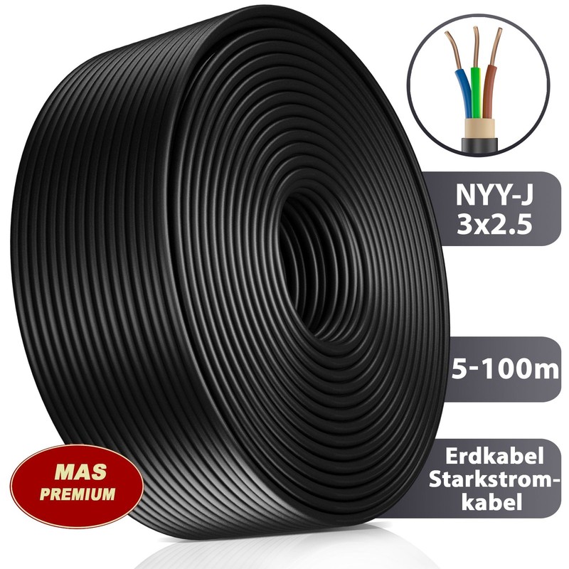 5-100 m underground cable power cable NYY-J 3 x 2.5 mm² electrical cable gallery