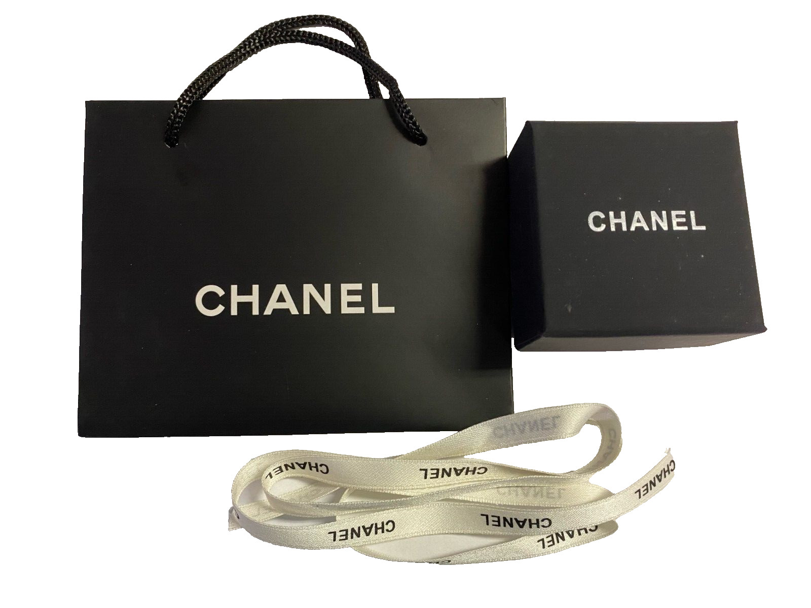 CHANEL Empty Large Earrings Complete Gift Box Set 3.60" x 4.60" x 1.45" &Ribbon gallery