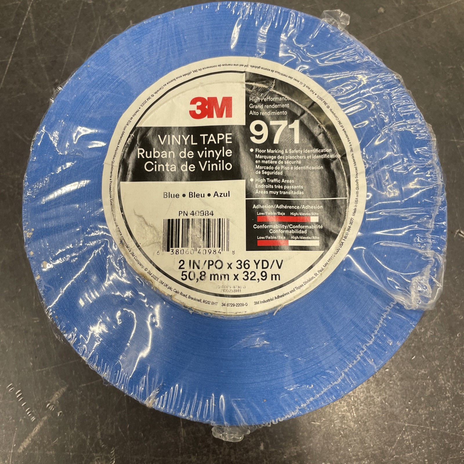 3M Durable Floor Marking Tape 971, Blue, 2 in x 36 yd, 17 mil gallery