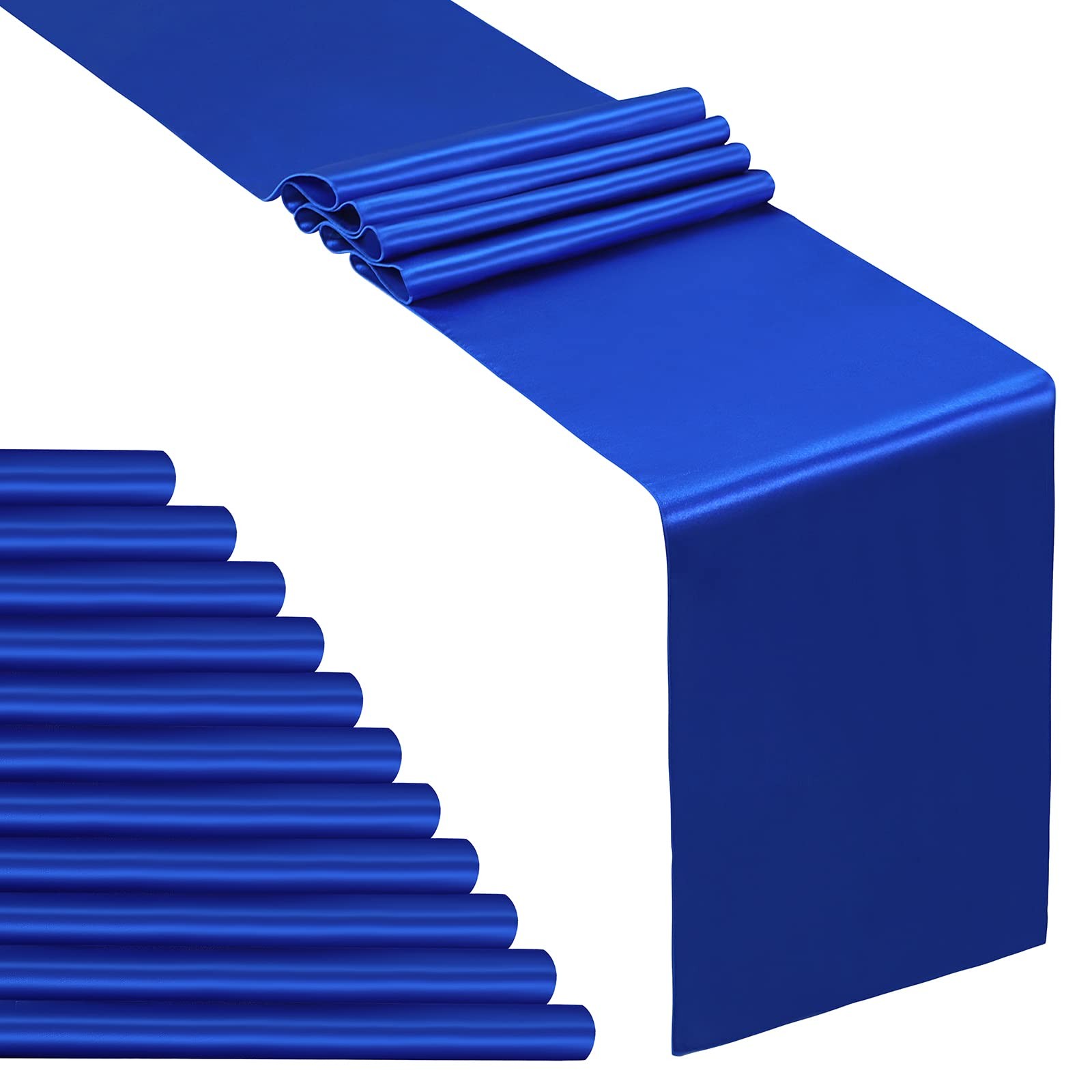 12 Pcs Satin Table Runner, 12x108 Inch, Banquet Birthday Decor, Blue gallery