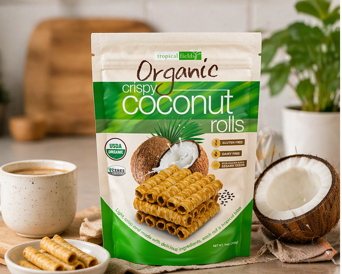 2 PACK Tropical Fields Organic Crispy Coconut Rolls, 11 OZ Each, FREE SHIPPING!! gallery