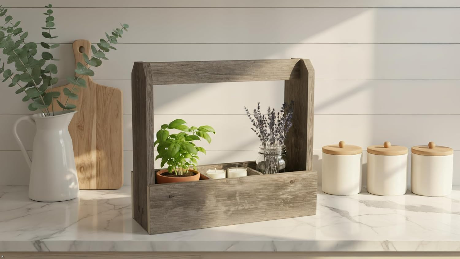 Rustic Revival | Rustic Tote Decorative Carry All Barnwood Planter Box – Farmhou gallery