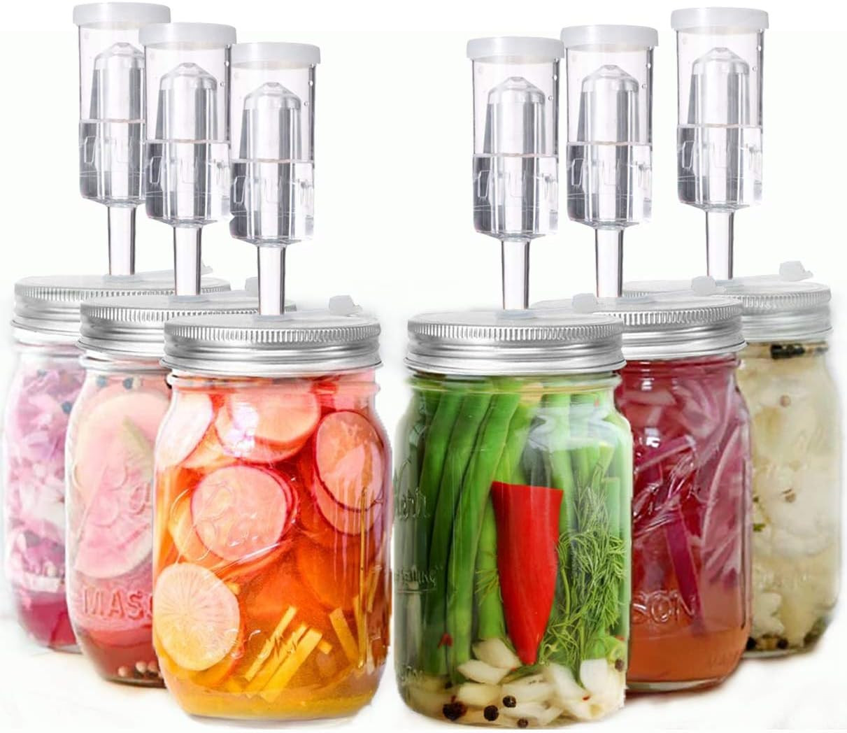 Fermentation Lids, 6 Set Fermentation Kit for Wide Mouth Jars, 6 Stainless Steel gallery