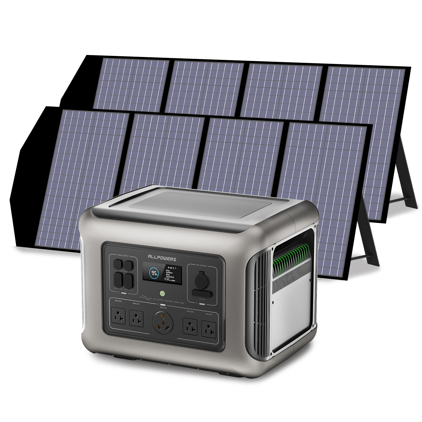ALLPOWERS 2500W LiFePO4 Portable Power RV Generator with 2X Solar Panel Foldable gallery