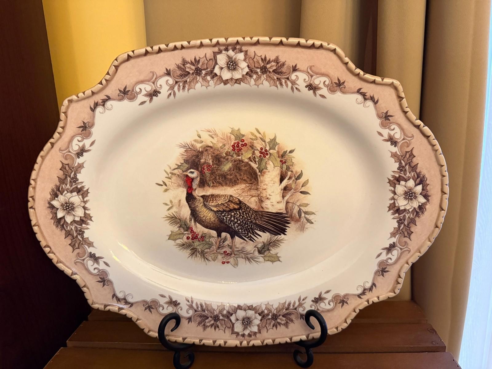 Cracker Barrel Holiday Turkey Stoneware Oval Platter by Susan Winget gallery