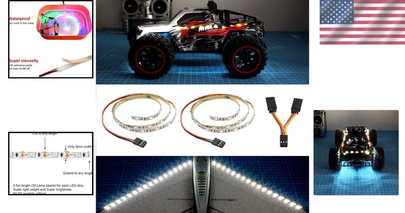 Universal LED Light Strip Kit for RC Fixed-Wing Aircraft - 2 Pieces Included gallery