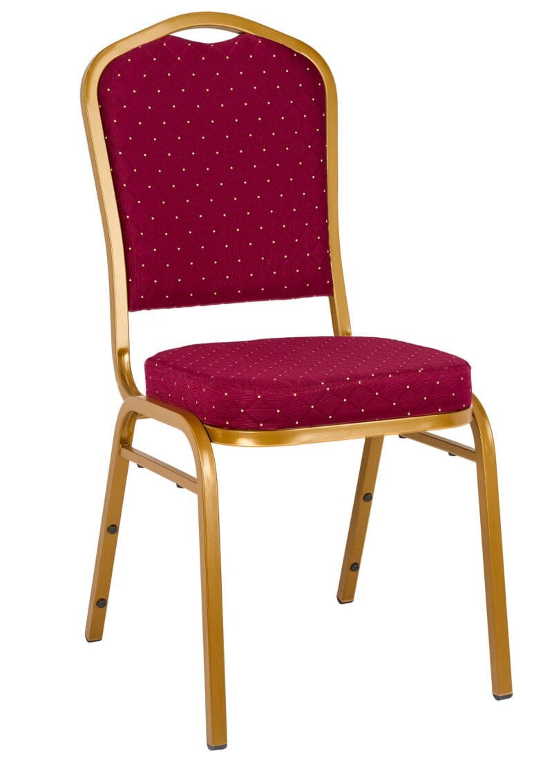 Red Fabric with Gold Dots on Gold Frame Crown Banquet Chair by Chivari gallery