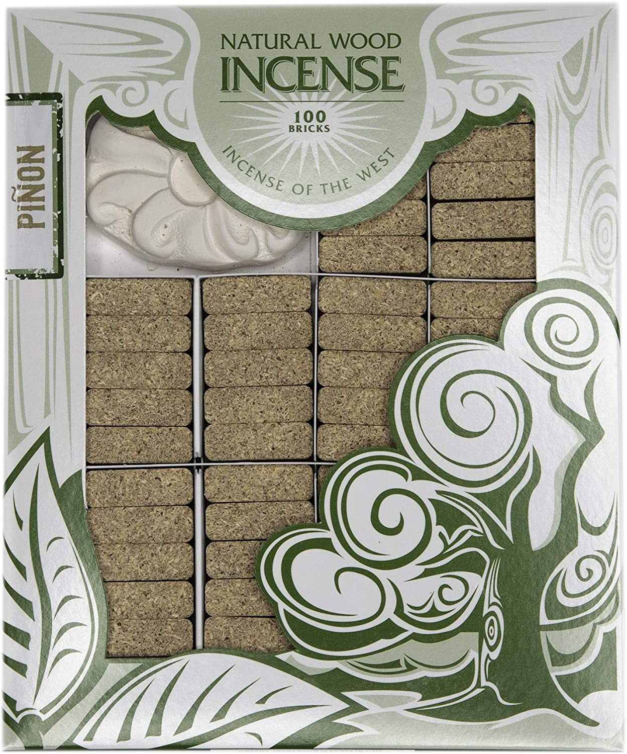 Pinon Natural Wood Incense - 100 Bricks Plus Burner - Incienso De Santa Fe USA gallery