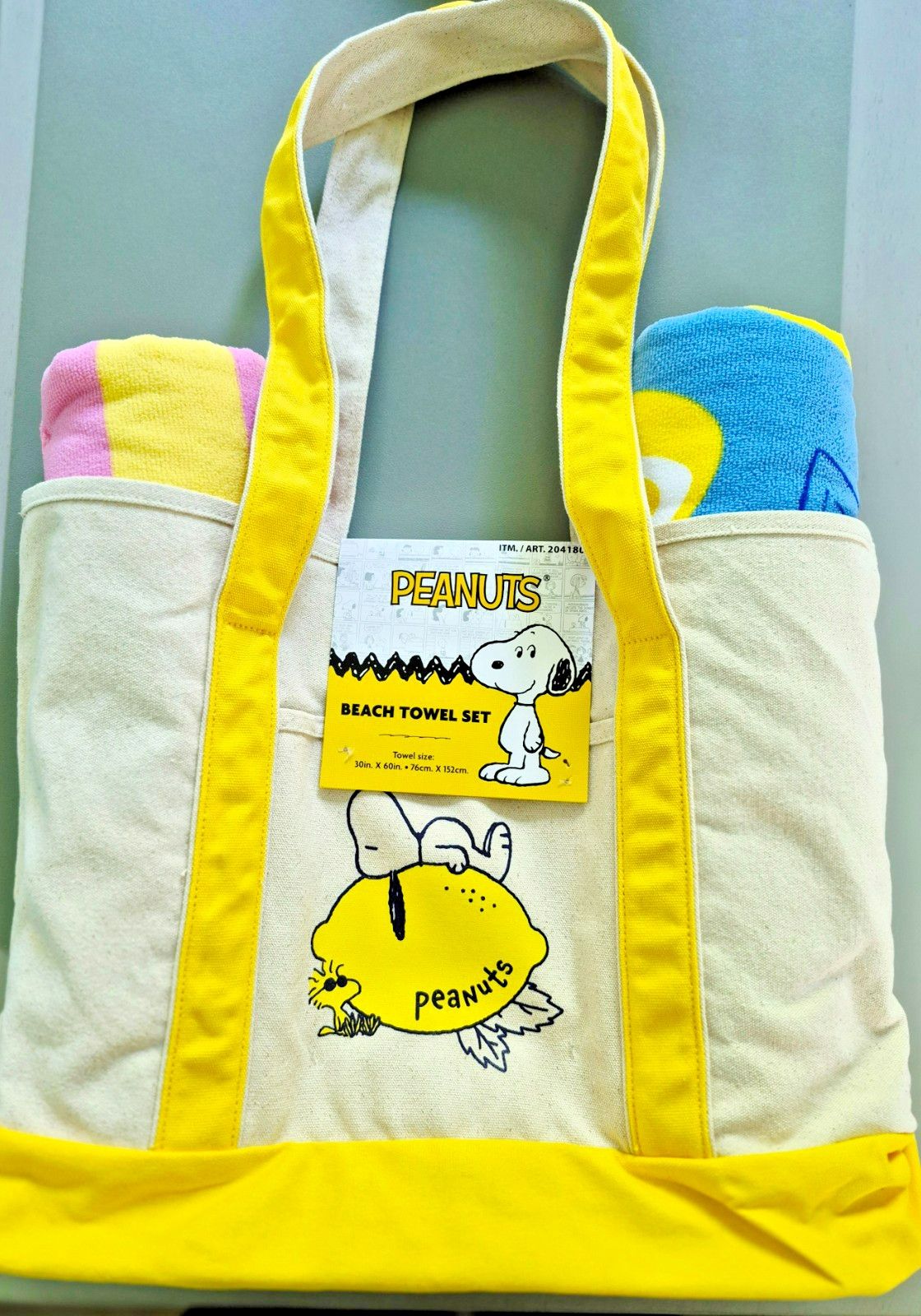 🔥NEW Peanuts Snoopy Yellow🍋 Tote w 30x60in Beach Towels Bundle Deal FASTSHIP🔥 gallery