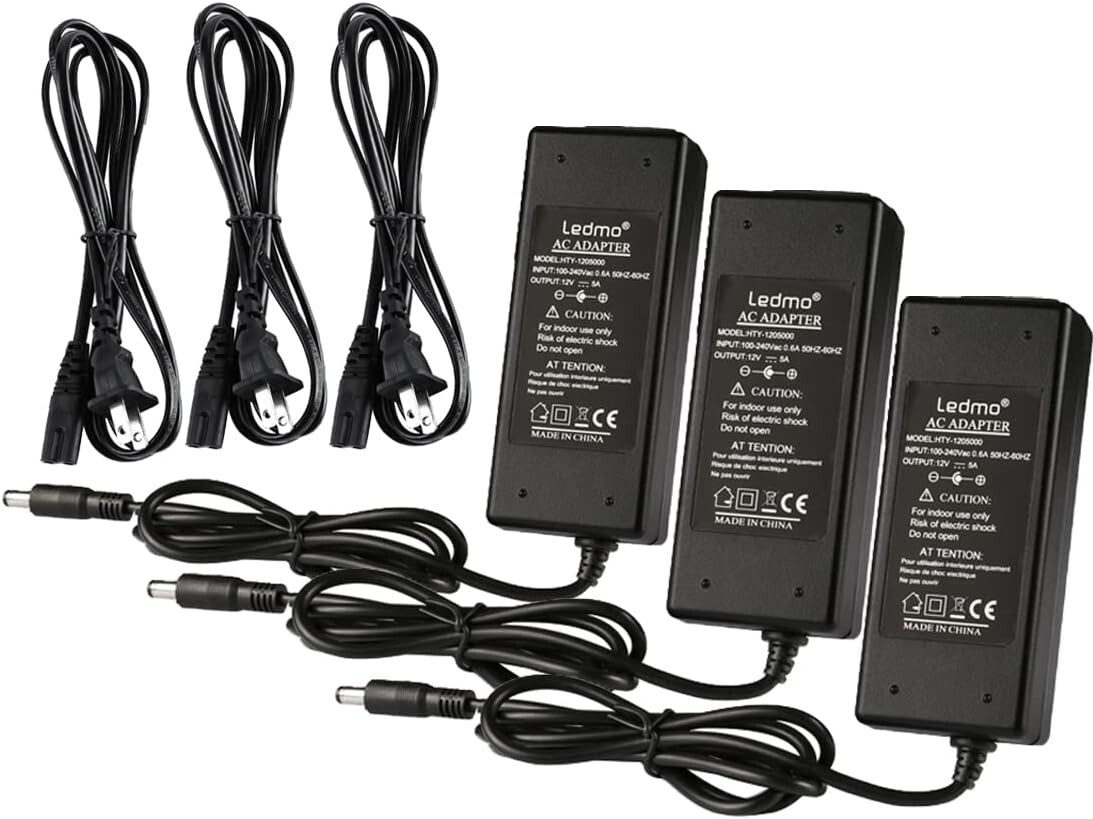 (3) Power Supply, Transformers,LED Adapter, 12V 5A 60 Watt Max AC 100-240V to DC gallery
