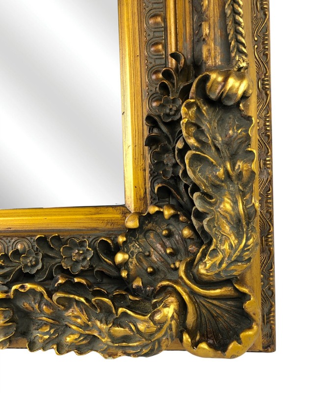 Large Gilt Wood & Plaster Baroque Rococo Regency Beveled Wall Mirror 31 x 35" gallery