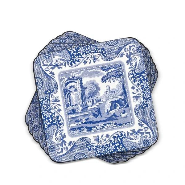 Spode Italian Coasters Blue Italian Set of 6 – Cork Backed Square Bar Drink Mats gallery