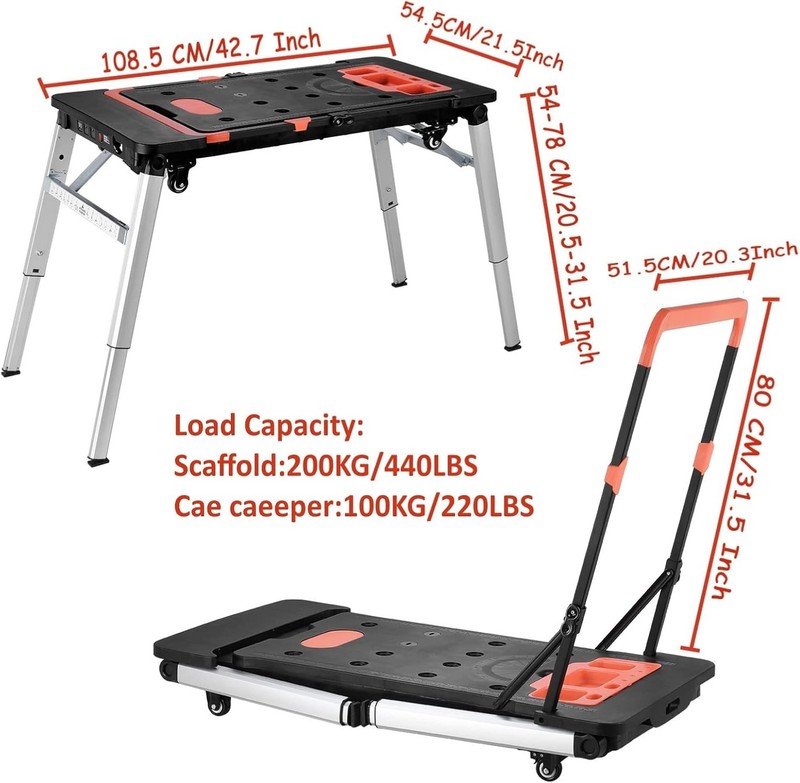Folding Work Table Portable Workbench, Sawhorse, Scaffold, Platform, Car Creeper gallery