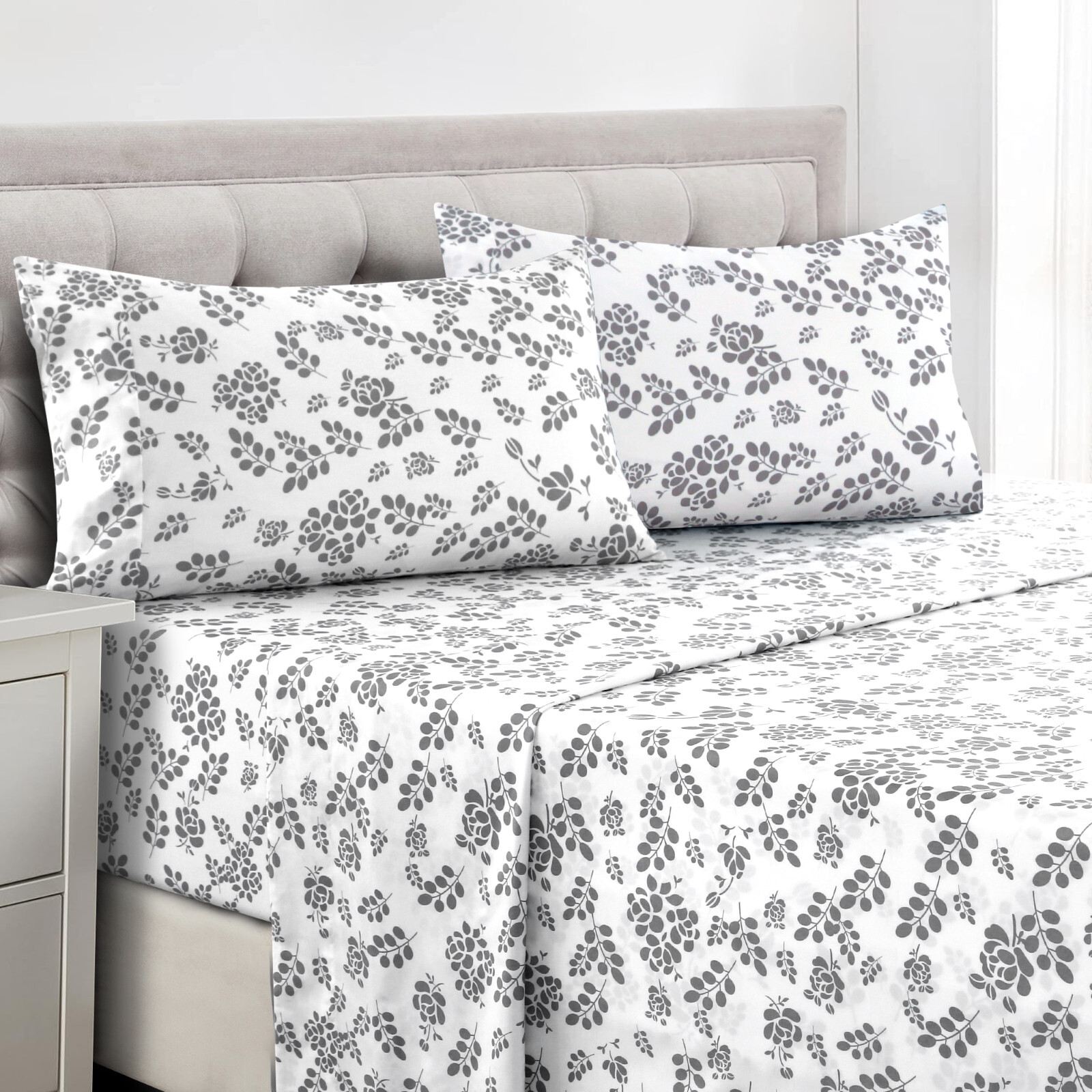 Floral Bed Sheets 4 Piece Microfiber Comfort 1800 Series Deep Pocket Sheet Set gallery