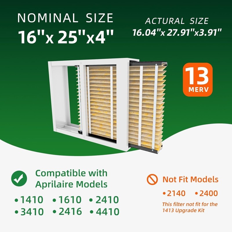 2 Pack 413 Air Filter Replacement - Whole House Air Purifiers,16x25X4 gallery