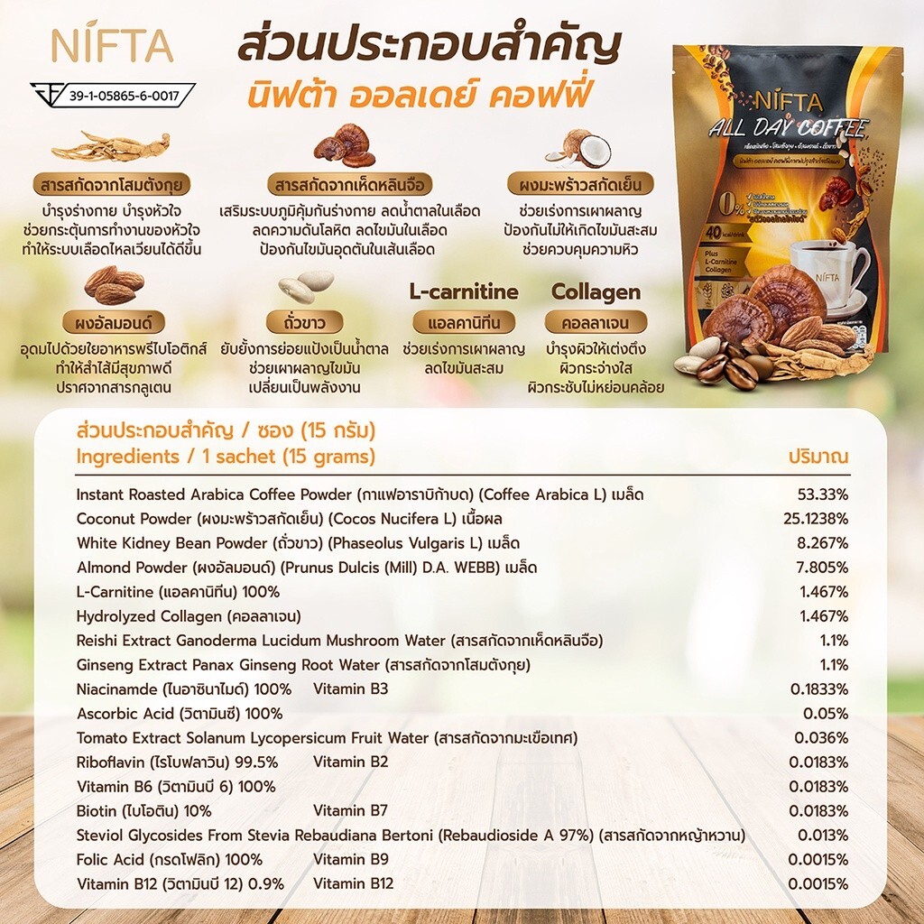3x Nifta All Day Coffee Instant Powder Mix Control Hunger Fiber Collagen Arabica gallery