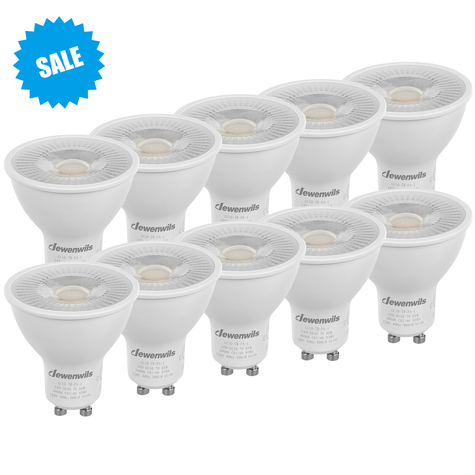 DEWENWILS 10-Pack GU10 LED Dimmable Bulb Warm White Track Light Bulb 3000K gallery