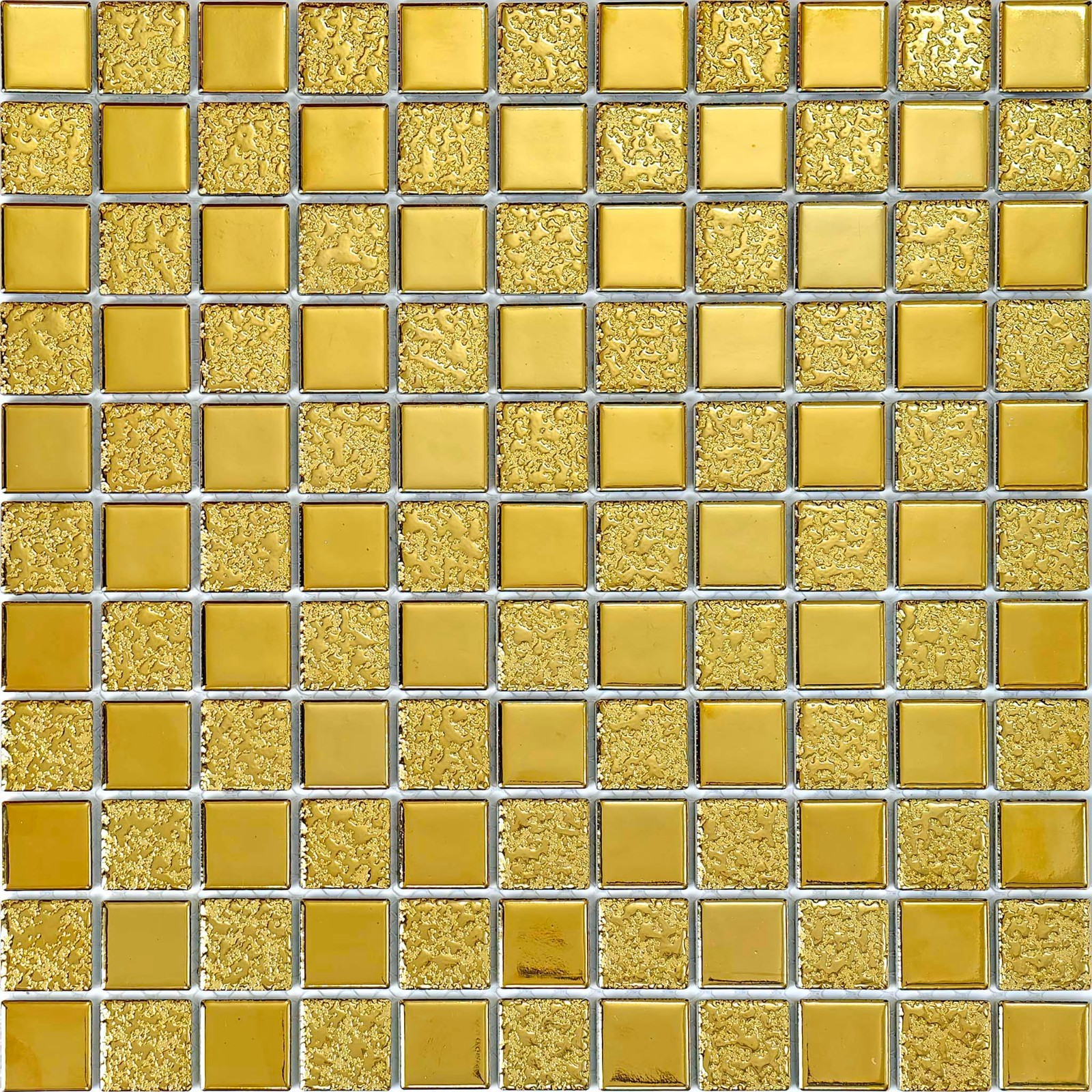 Gold Ceramic Mosaic Tile Square Glossy Textured Wall Backsplash Bathroom Kitchen gallery