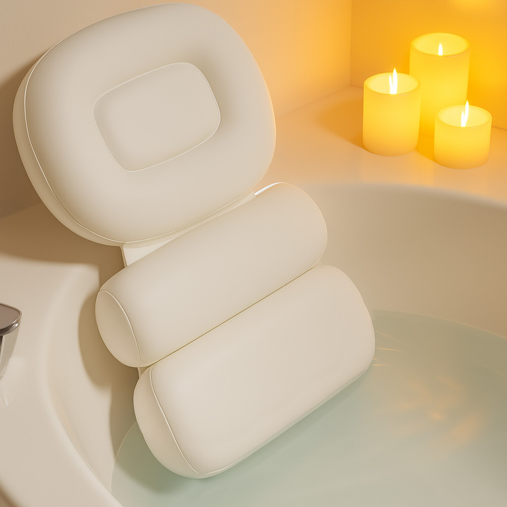 Large Plush Comfort Soft Neck Bath Pillow Quick Dry With Suction Cups gallery