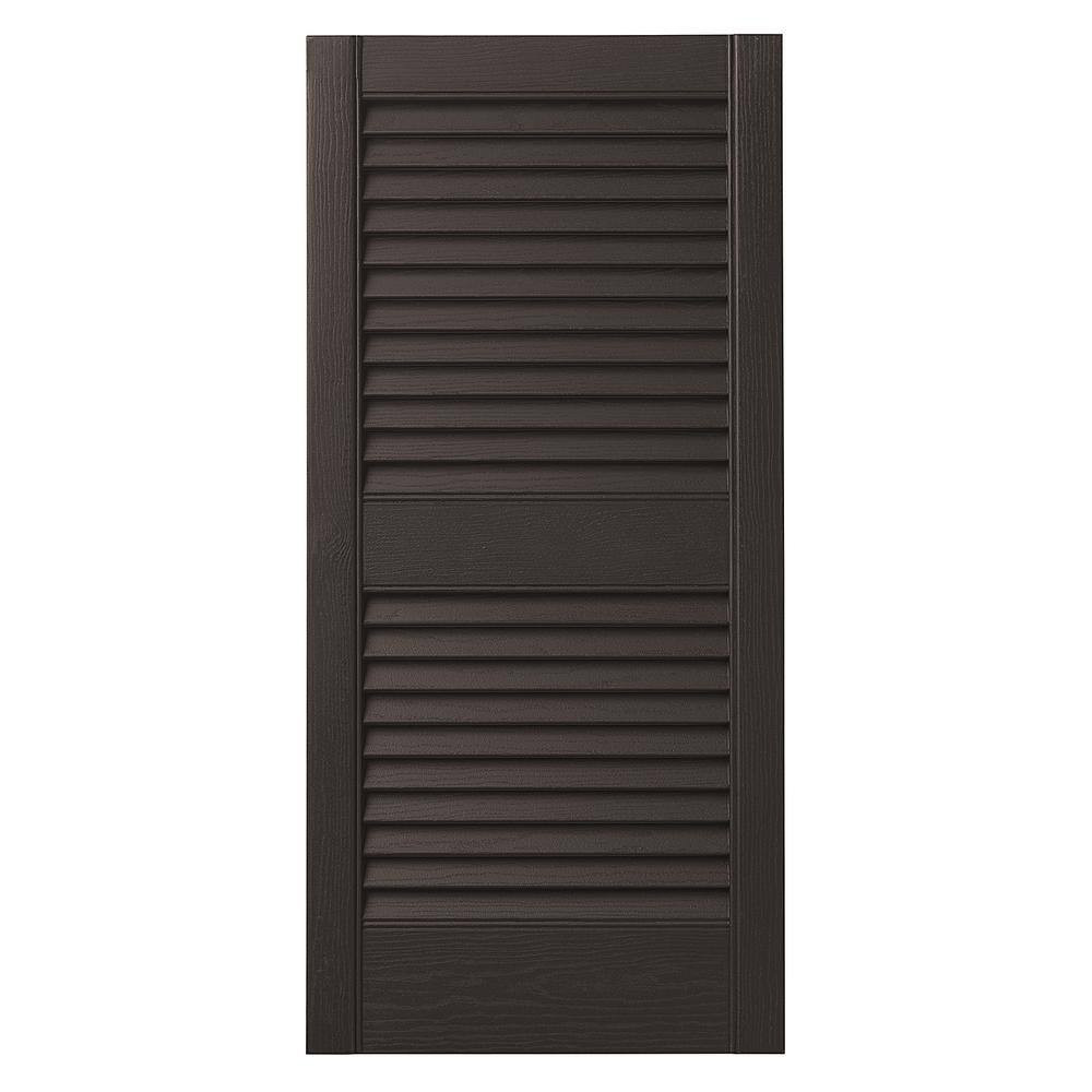 15 In. X 25 In. Open Louvered Polypropylene Shutters Pair in Brown gallery