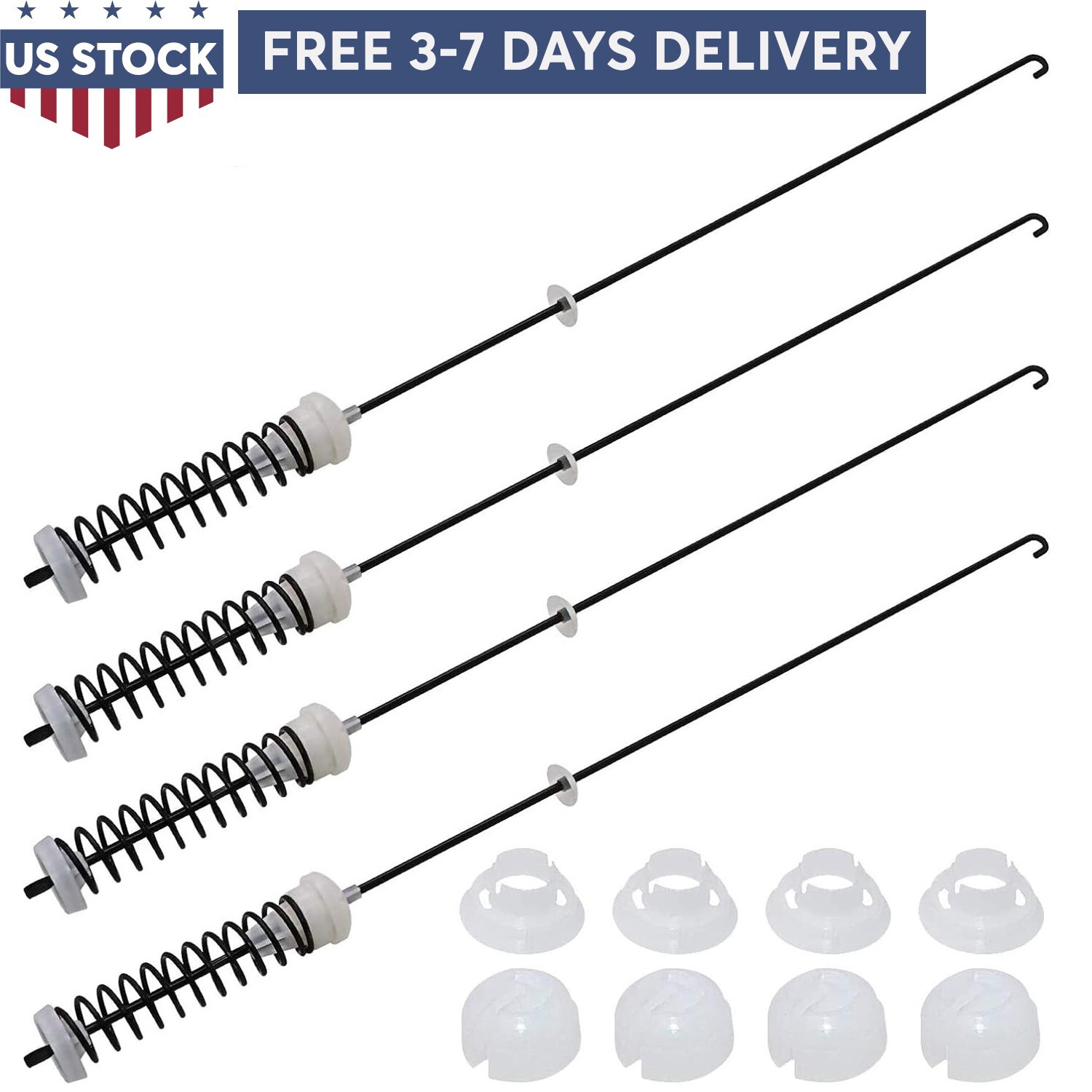 4Pcs Washer Suspension Rod Kit for Whirlpool WTW4800BQ0 WTW4800BQ1 WET4027HW0 gallery