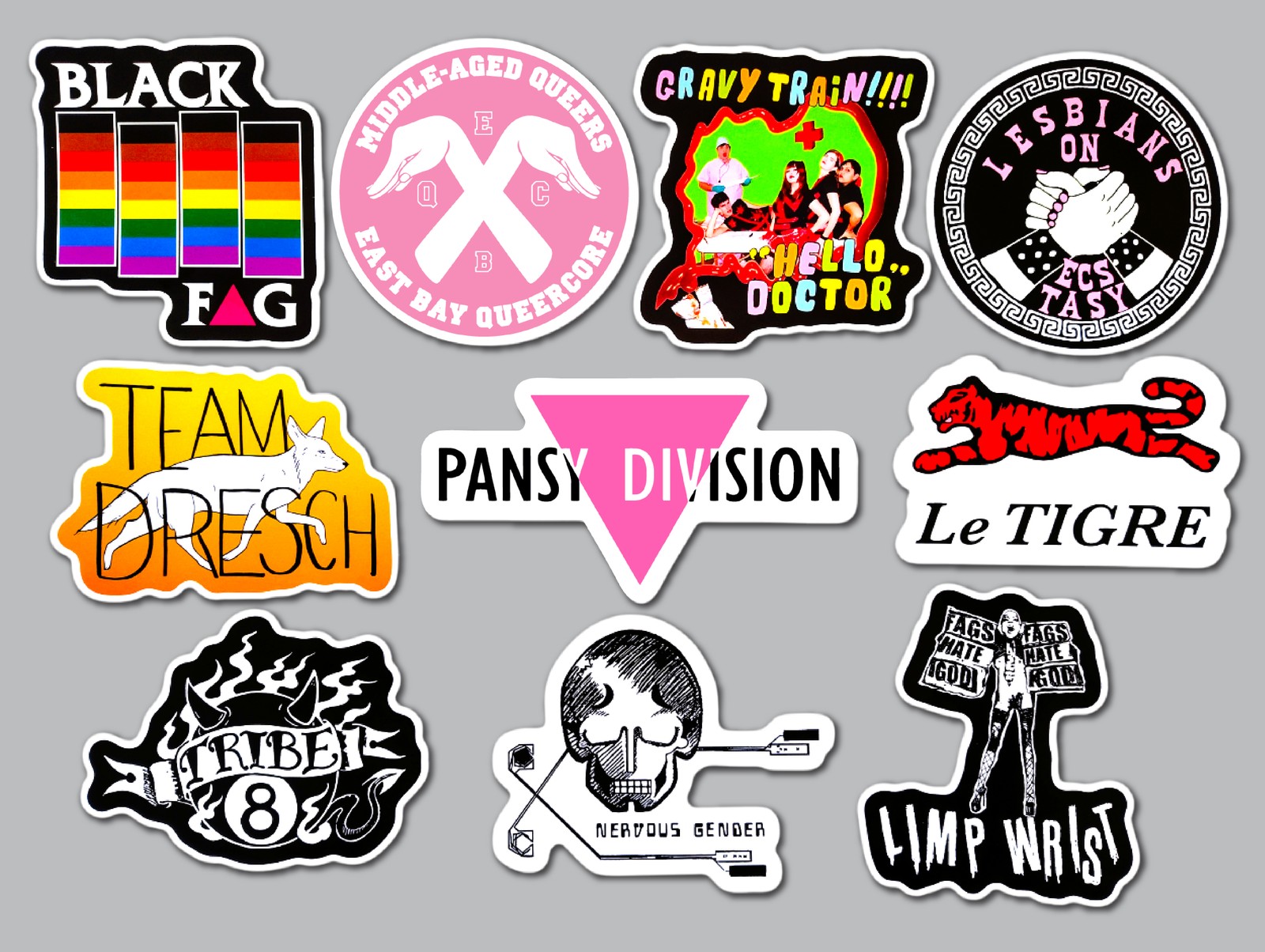Queercore / Punk Vinyl Sticker Lot (10 Pack) SET 1 lgbtq hardcore riot grrrl gay gallery
