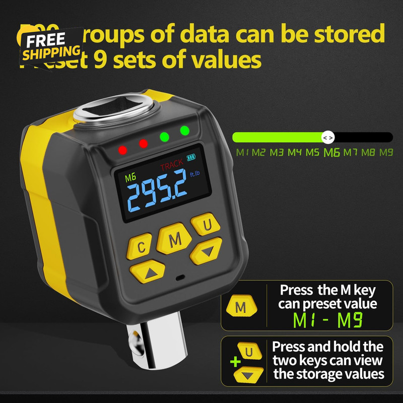 1/2" Digital Torque Adapter 15-295 Ft-Lb, ±2% Accuracy Electronic Torque Wrench gallery