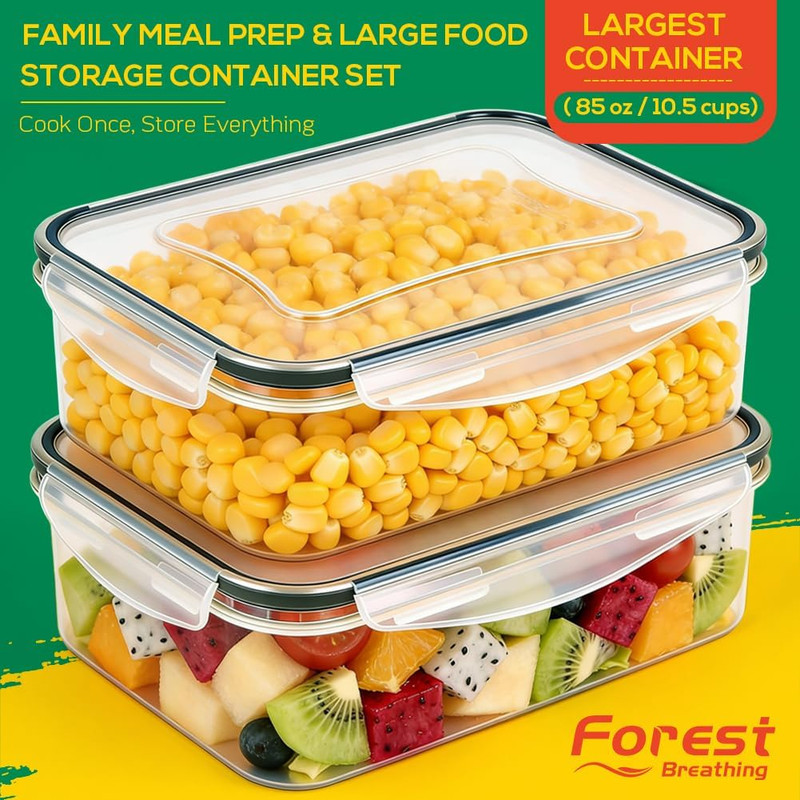 6 Pack Large Food Storage Containers with Lids (85Oz/50Oz/34Oz) –Bpa-Free Reusab gallery