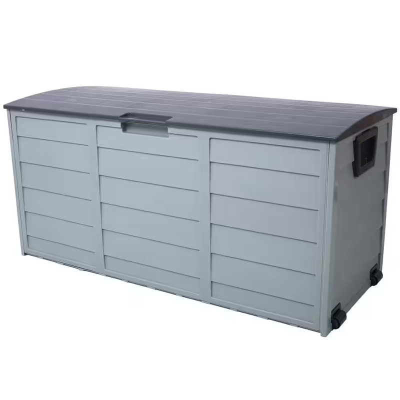75 Gal. Gray Resin Outdoor Storage Bench with Wheel gallery