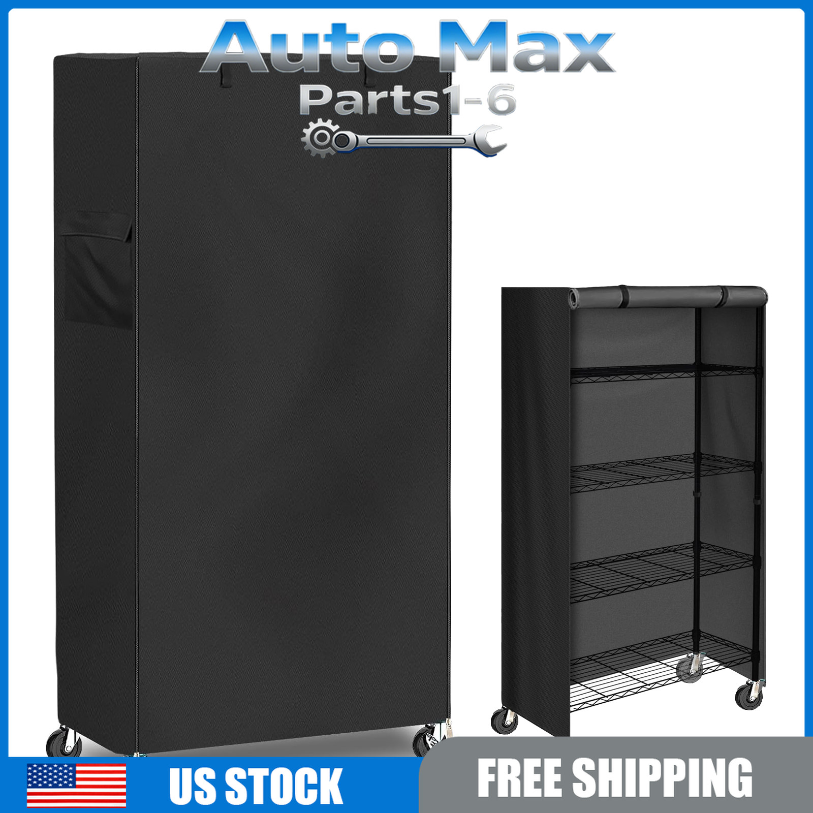 Storage Shelving Unit Cover 600D Oxford Close Waterproof Shelf Covers 48x24x72in gallery