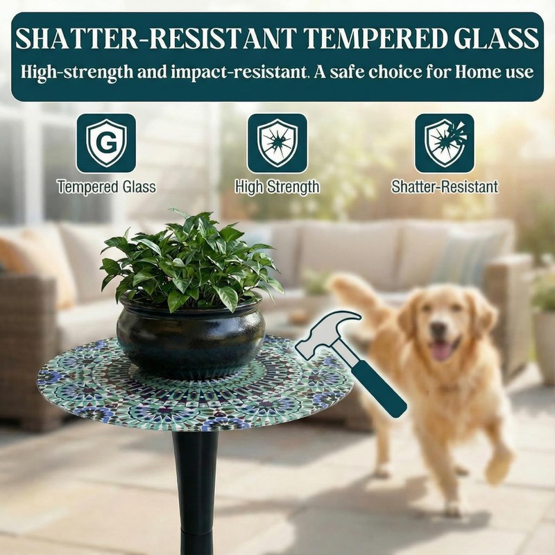 Simmer Stone 13.4" Outdoor Side Table, 21.6" x x 11.8", Blue Morocco gallery