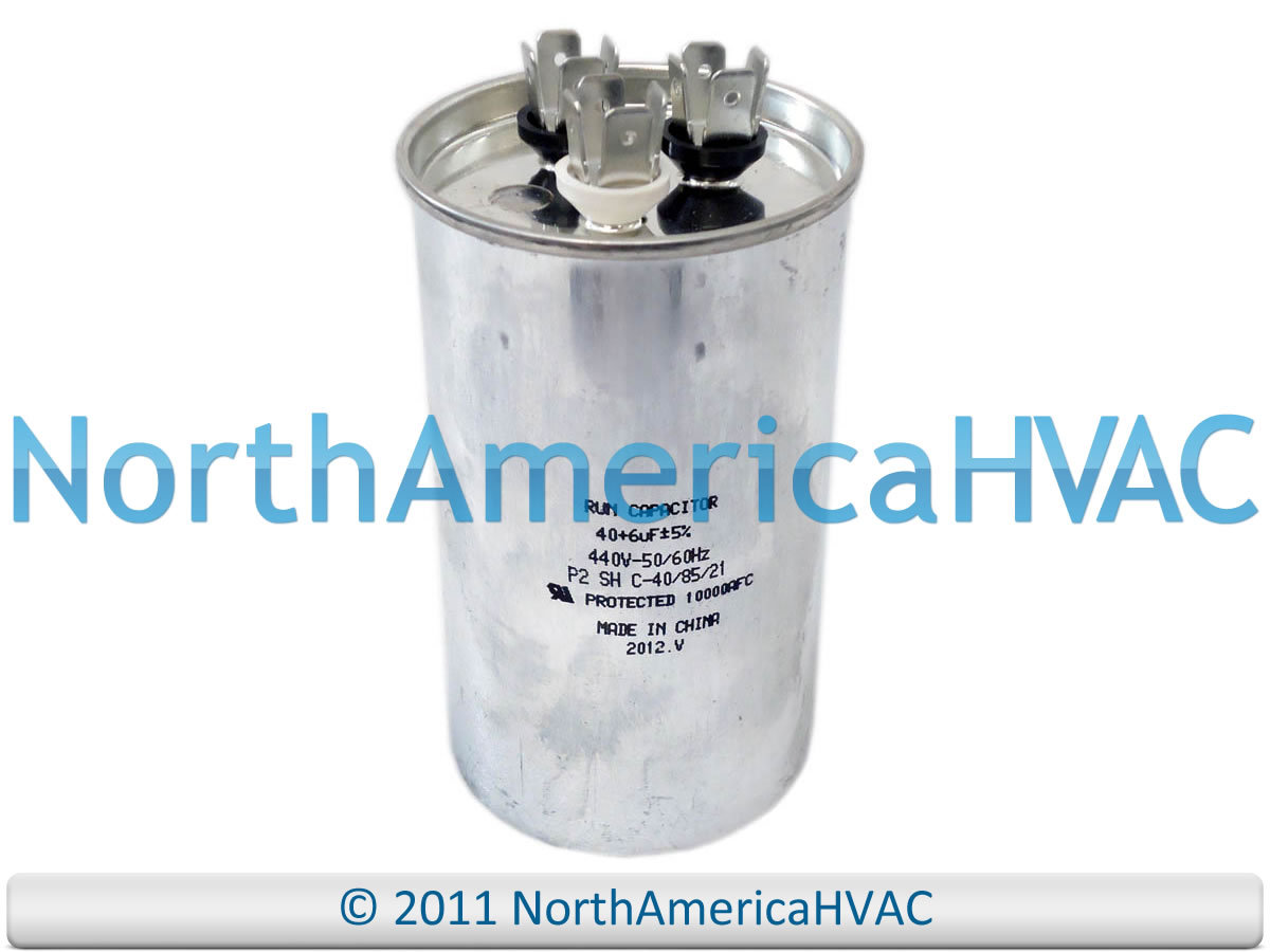 Motor Round Dual Run Capacitor 40 + 6 uf MFD 370 Volt fits Diversitech 3GR0640 gallery
