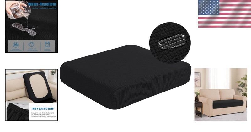 Stretch Spandex Sofa Cushion Cover - Modern Black, Easy Care, Reversible Design gallery