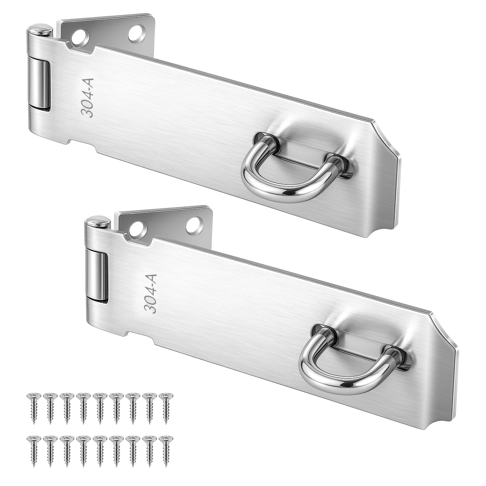 2 Pcs Stainless Steel Hasp Latch 5 Inch Heavy Duty Door Lock with Screws gallery
