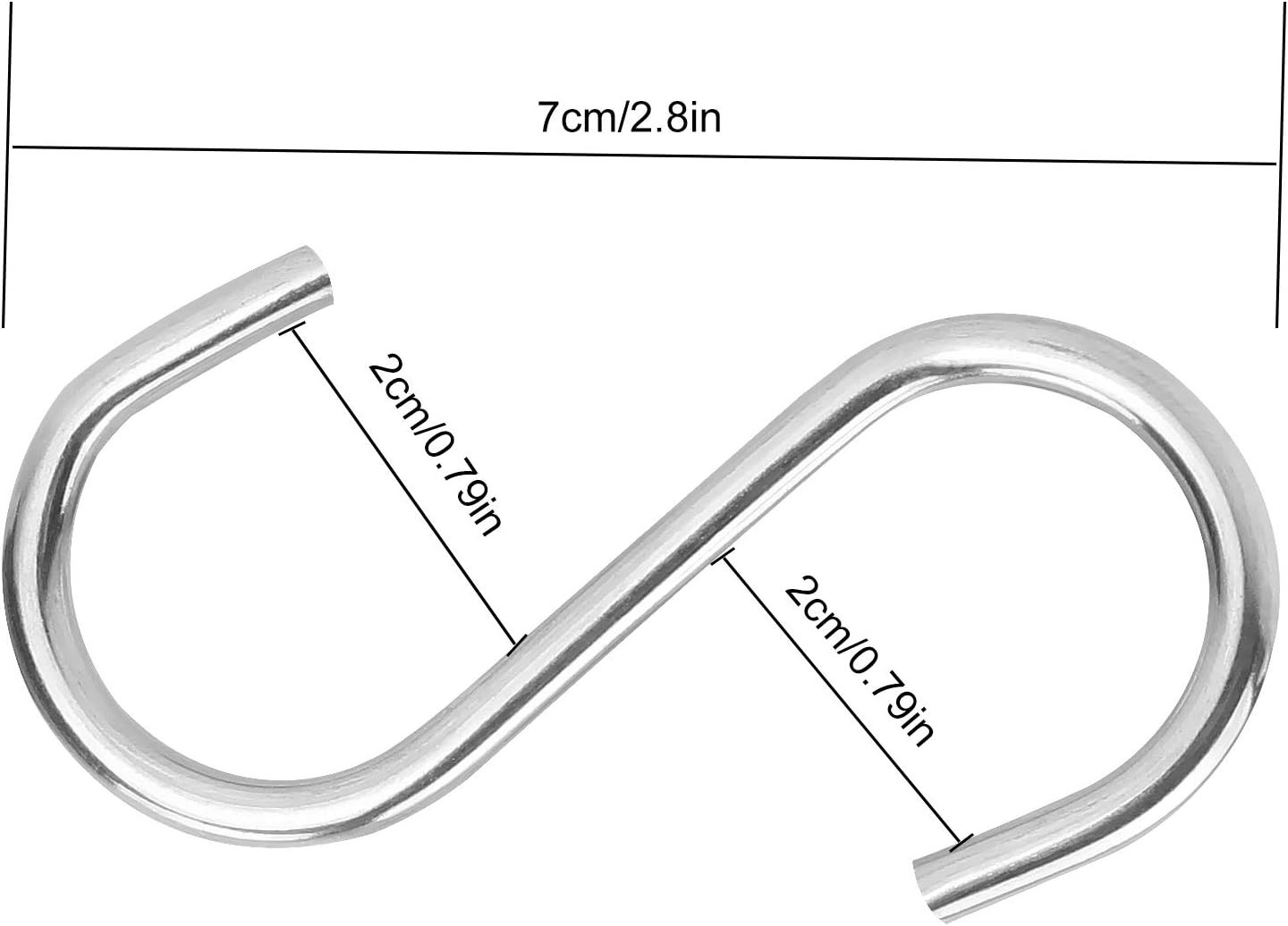 20 Pack 2.75 Inch S Hooks Stainless Steel S Shaped Heavy Duty 22lbs Kitchen gallery
