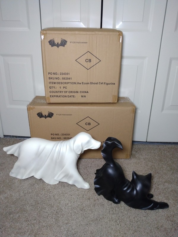 Cracker Barrel Halloween 12″ Ghost Cat AND 18″ Ghost Dog FIGURINE BUNDLE IN-HAND gallery