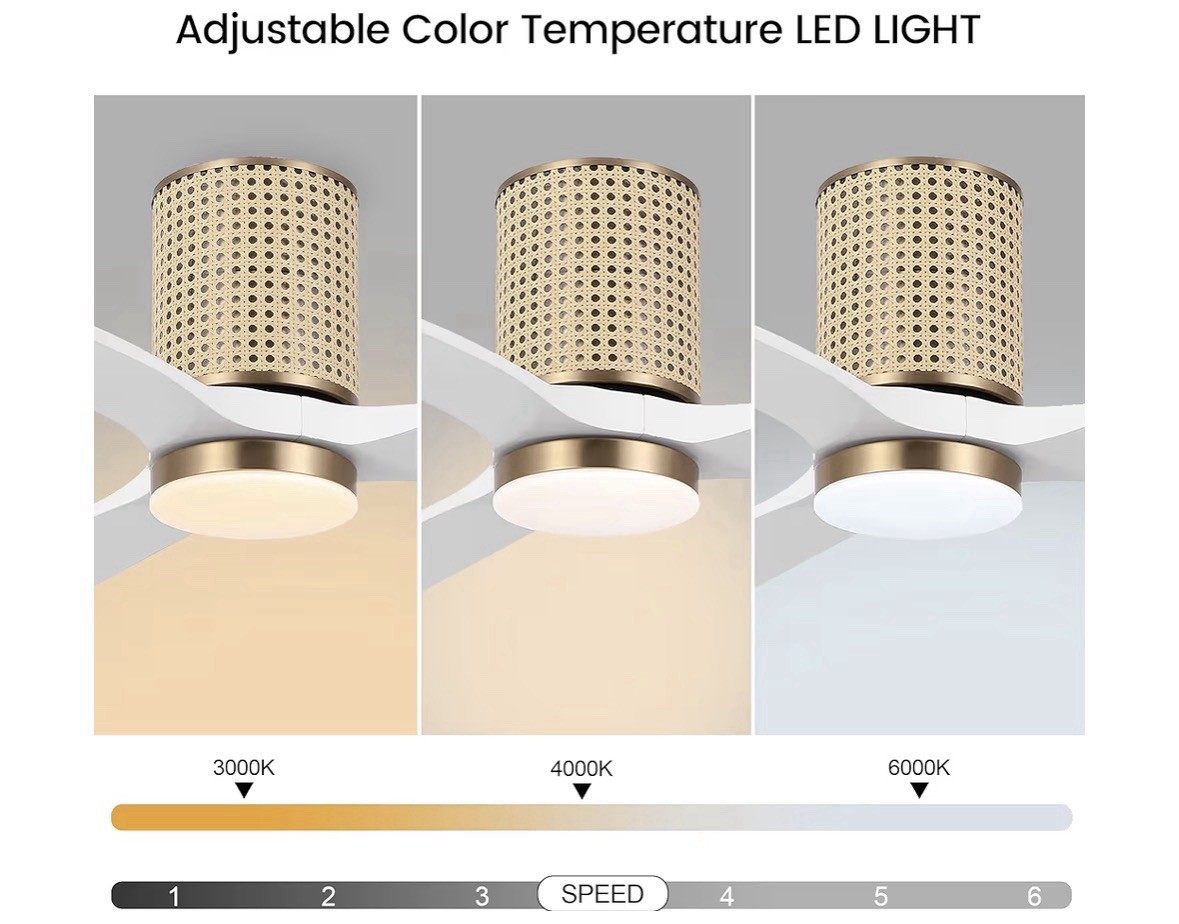 52 in White/Gold 3-Blade Ceiling Fan LED Light 3CCT Remote Reverse Timer gallery