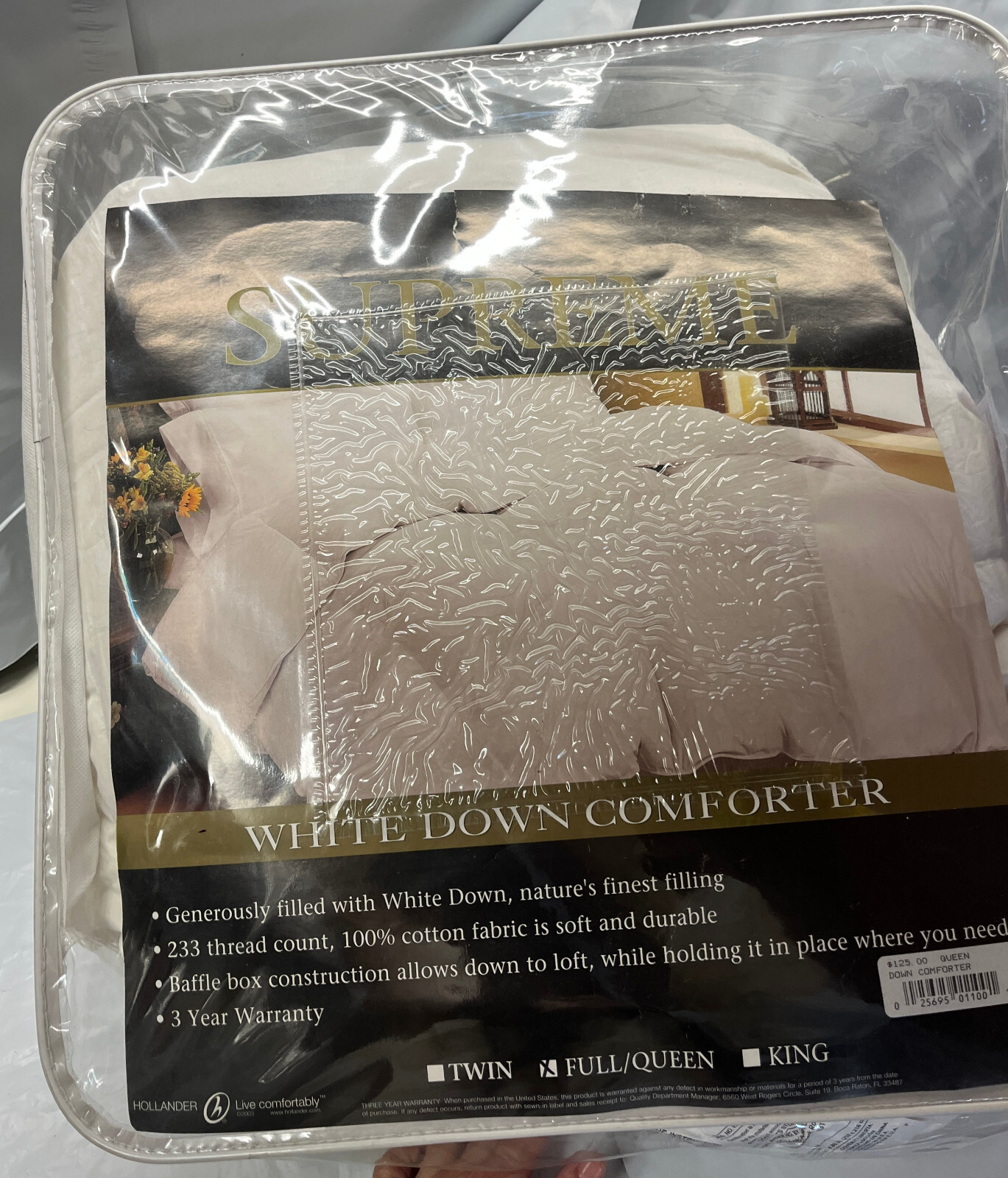 Supreme Down Blanket Comforter Full/Queen, White, 233 Thread Count, New gallery