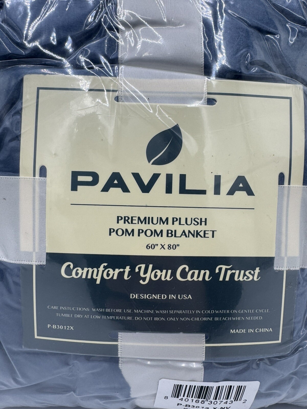 Blanket Throw Twin Navy Blue Soft Fleece Pompom Fringe Flannel Velvet Tassel gallery