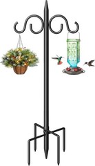 76″ Double Shepherds Hooks Heavy Duty Bird Feeder Pole 5 Prongs Base Adjustable