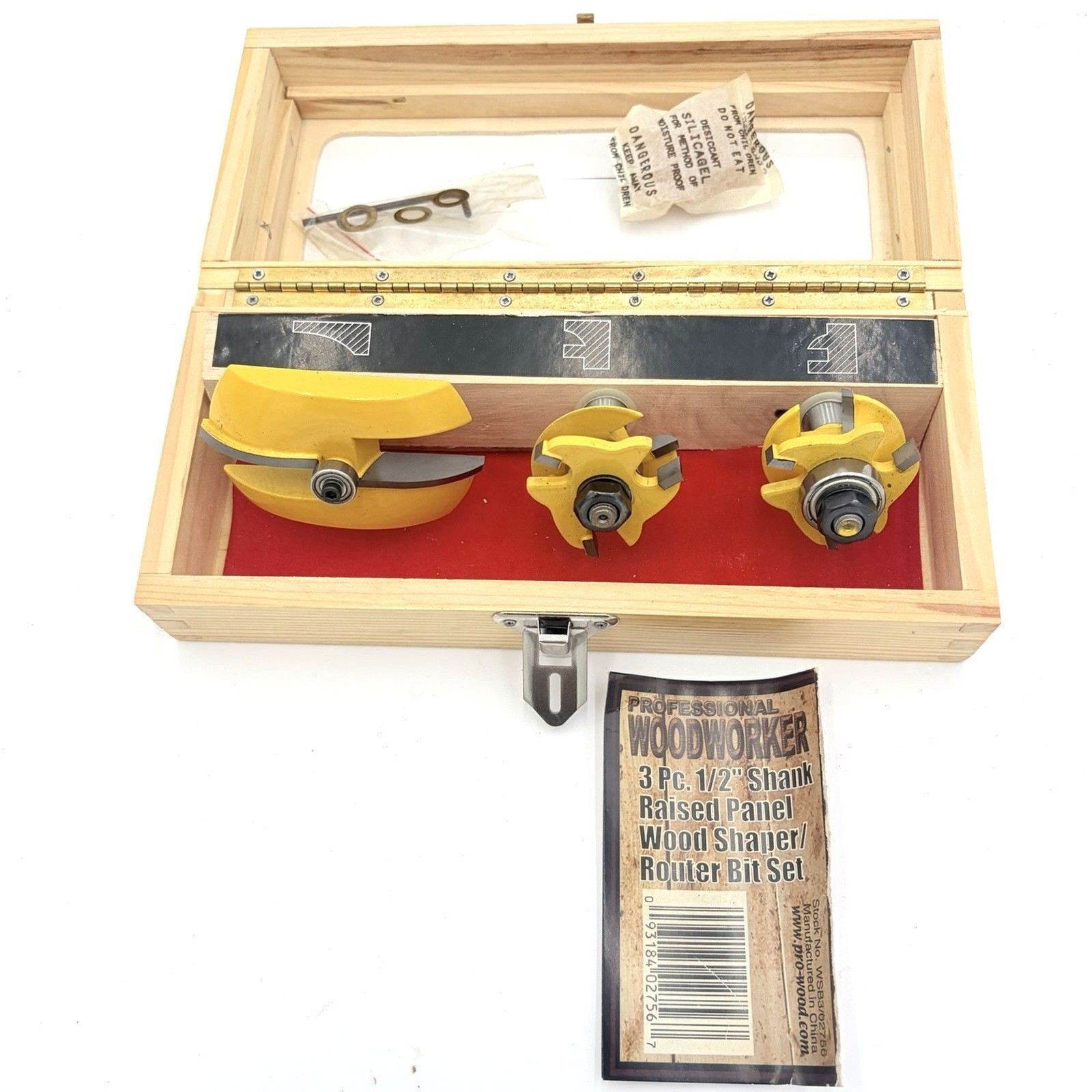 Professional Woodworker 3 Pc 1/2 Shank Raised Panel Router Bit Set Wood Case gallery