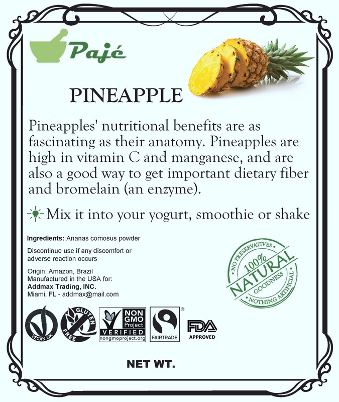 Pineapple freeze dried fruit powder 64oz 4lb PAJE Superfoods Immune system sup gallery