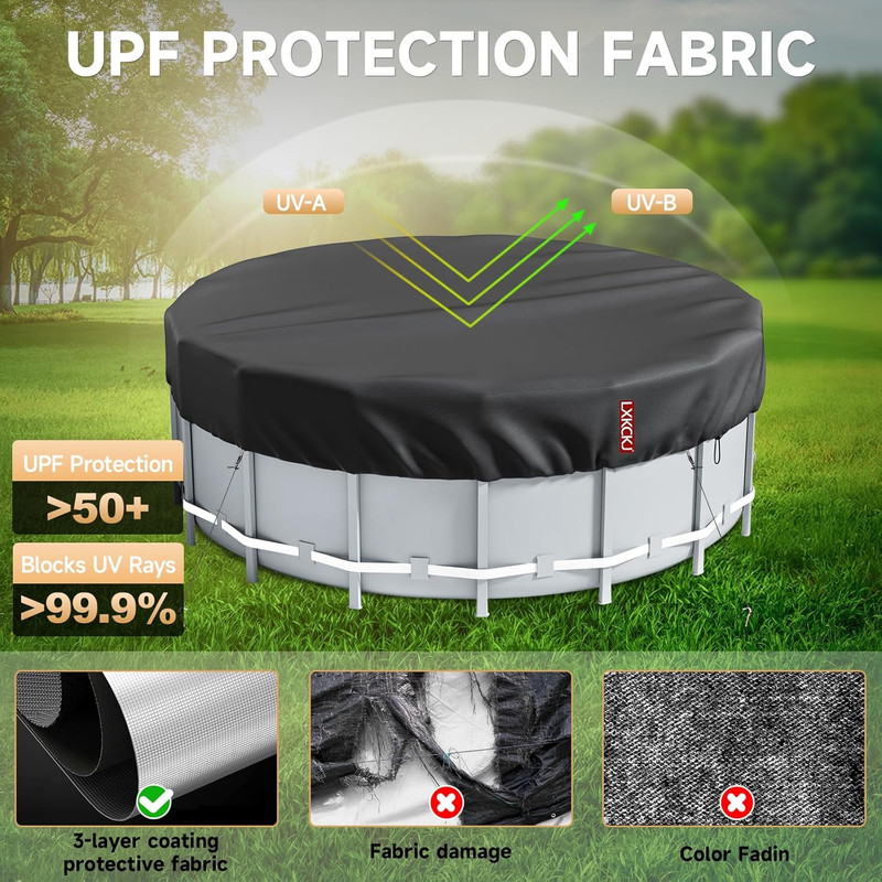 21 Ft Round Winter Pool Cover with Drawstring - Waterproof & Dustproof Protectio gallery