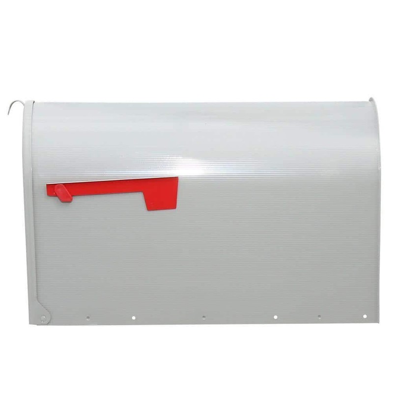 Post Mount Mailbox Gray Extra Large Steel Rust-Resistant Adjustable Door Latch gallery