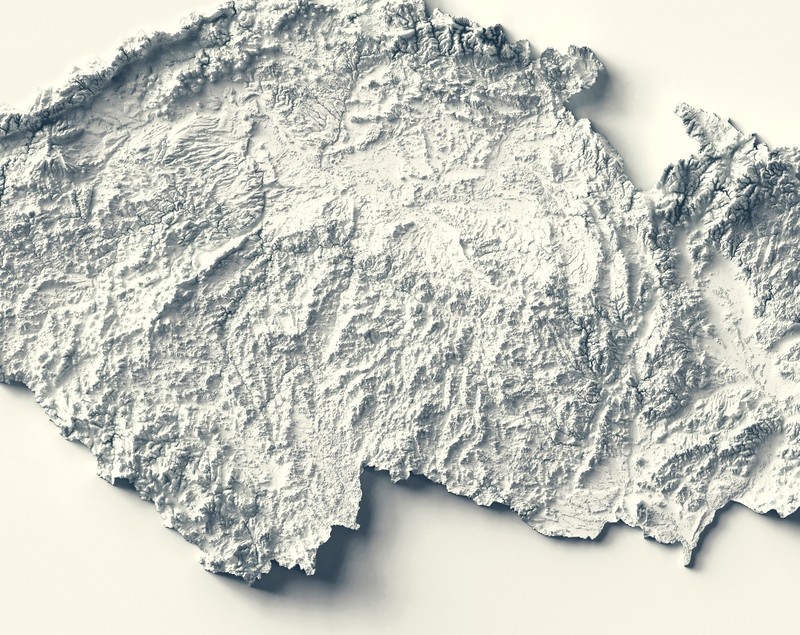 Czech Republic Map, Czechia 2D Relief Map, Czechia Vintage Map - 2D Flat Print gallery