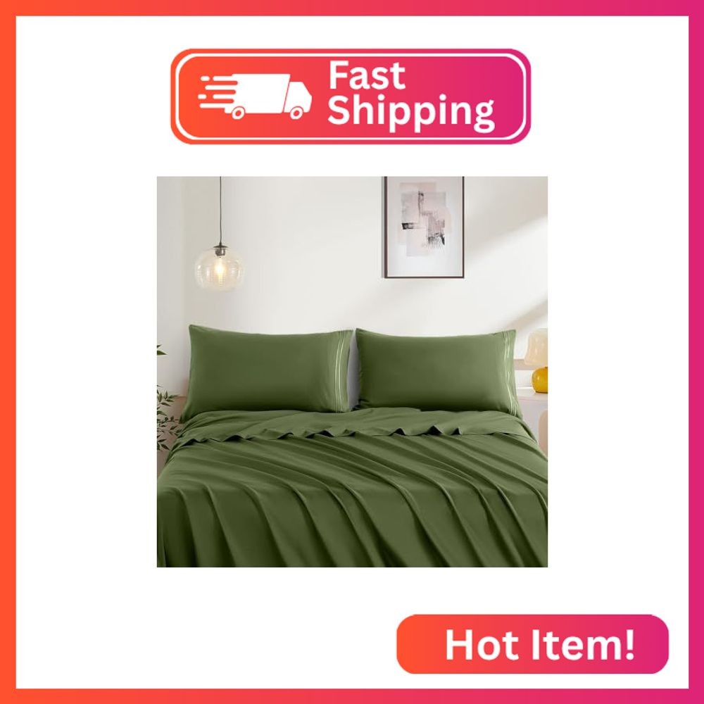 2 Pack Queen Pillow Case, Dark Olive Green Pillowcases Microfiber Hotel Pillow C gallery