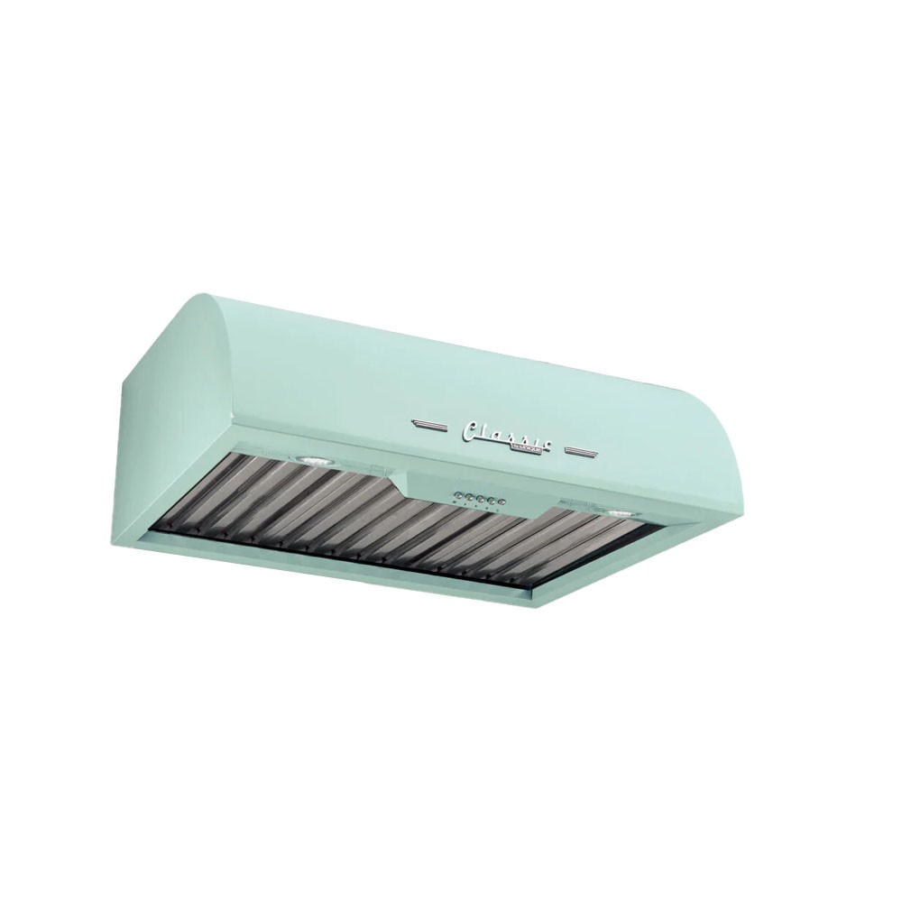 UNIQUE Classic Retro 24-inch 500 CFM Under Cabinet Range Hood - Summer Mint gallery