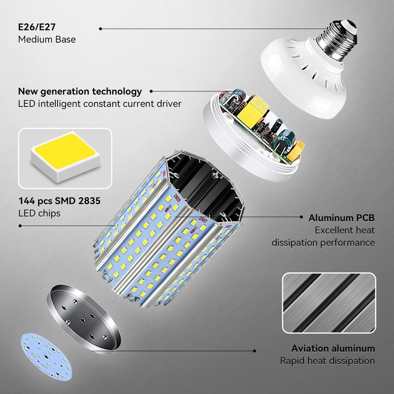 2pack 200w Equivalent Led Corn Light Bulb 3000 Lumen 6500k Cool White Daylight 3 gallery