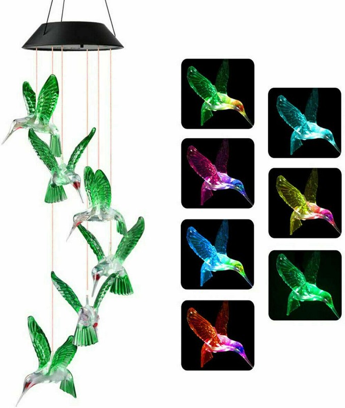Solar LED Wind Chimes Colour Changing Lights Hanging Light Garden Outdoor Decor gallery